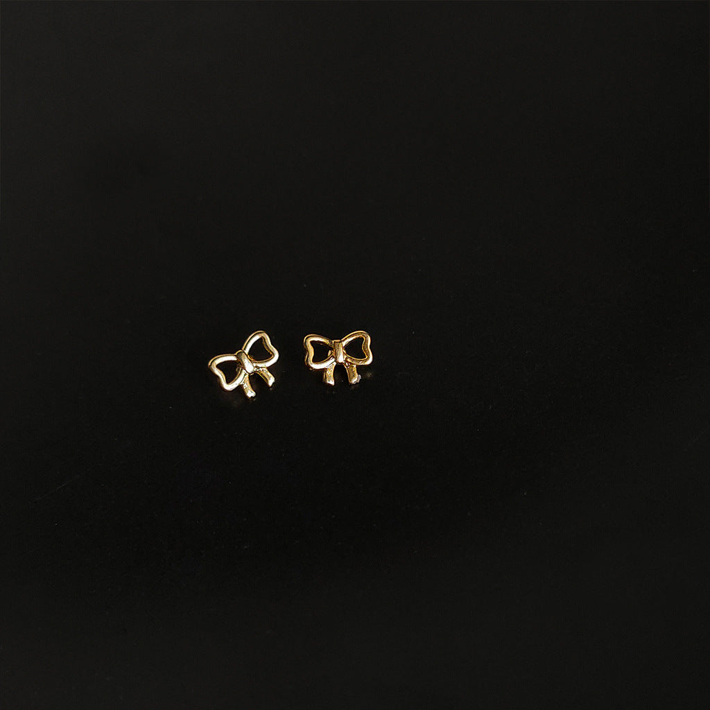 A廠 韓系小巧鏤空蝴蝶結環保銅銀針耳環批發 折扣@洽客服 26.03.10「B-737」