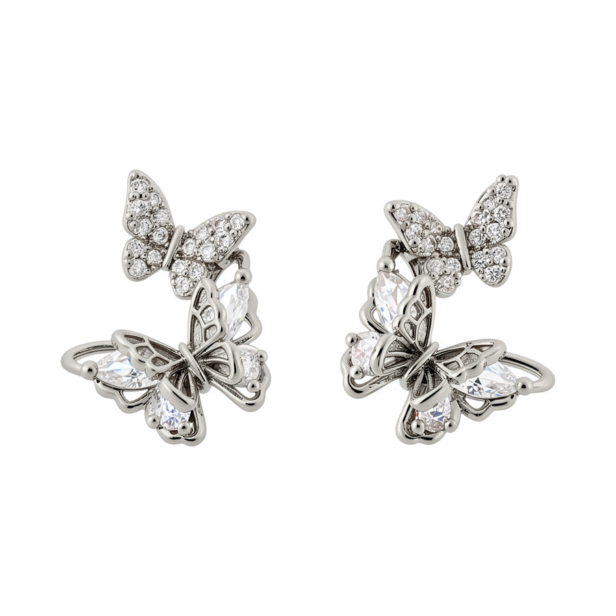 A2廠 韓國韓版鋯石蝴蝶銀針耳環批發 折扣@洽客服 26.03.W3「HE30893」