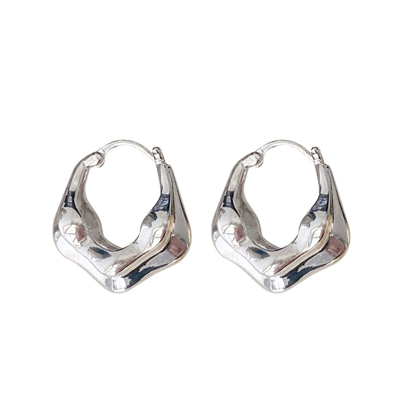 A2廠 韓國韓版金屬感光面幾何鏤空銀針耳環 批發 折扣@洽客服 25.10.W5「HE28843」