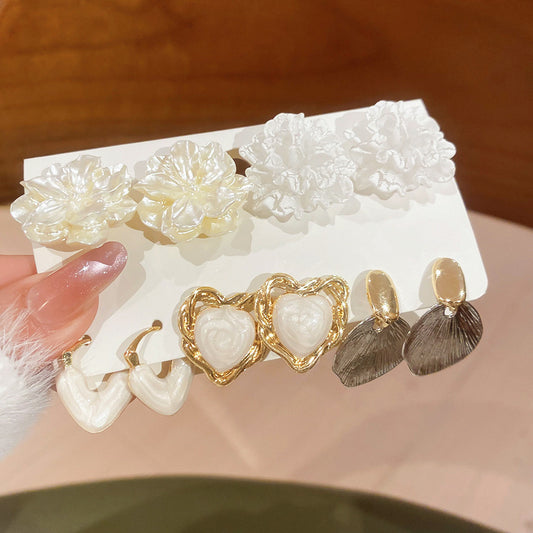 A2廠 鈦鋼｜【限量超值套組】滴油愛心花朵珍珠銀針耳環  批發 折扣@洽客服 26.01.W3「HE29804」