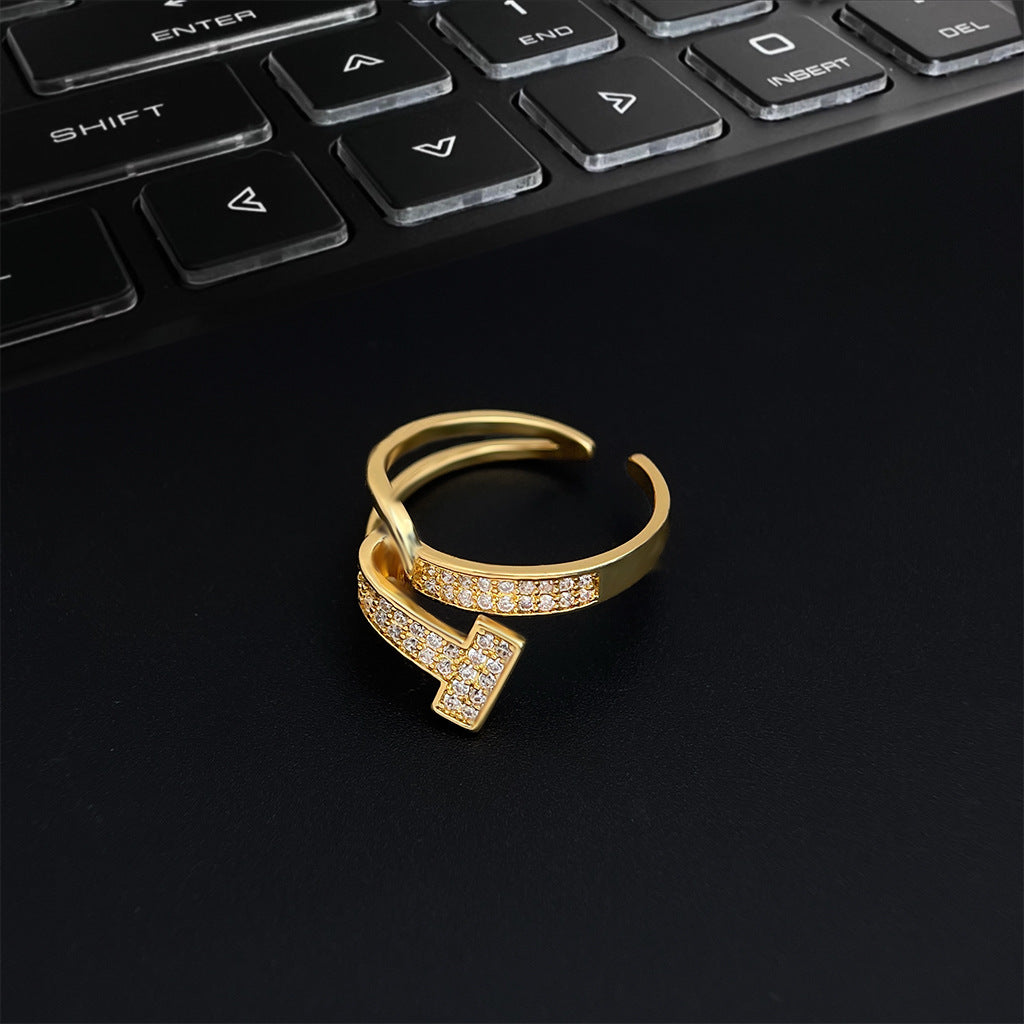 A廠 日韓款 T形鋯石開口戒指 批發 折扣@洽客服 25.11.W1「2398」