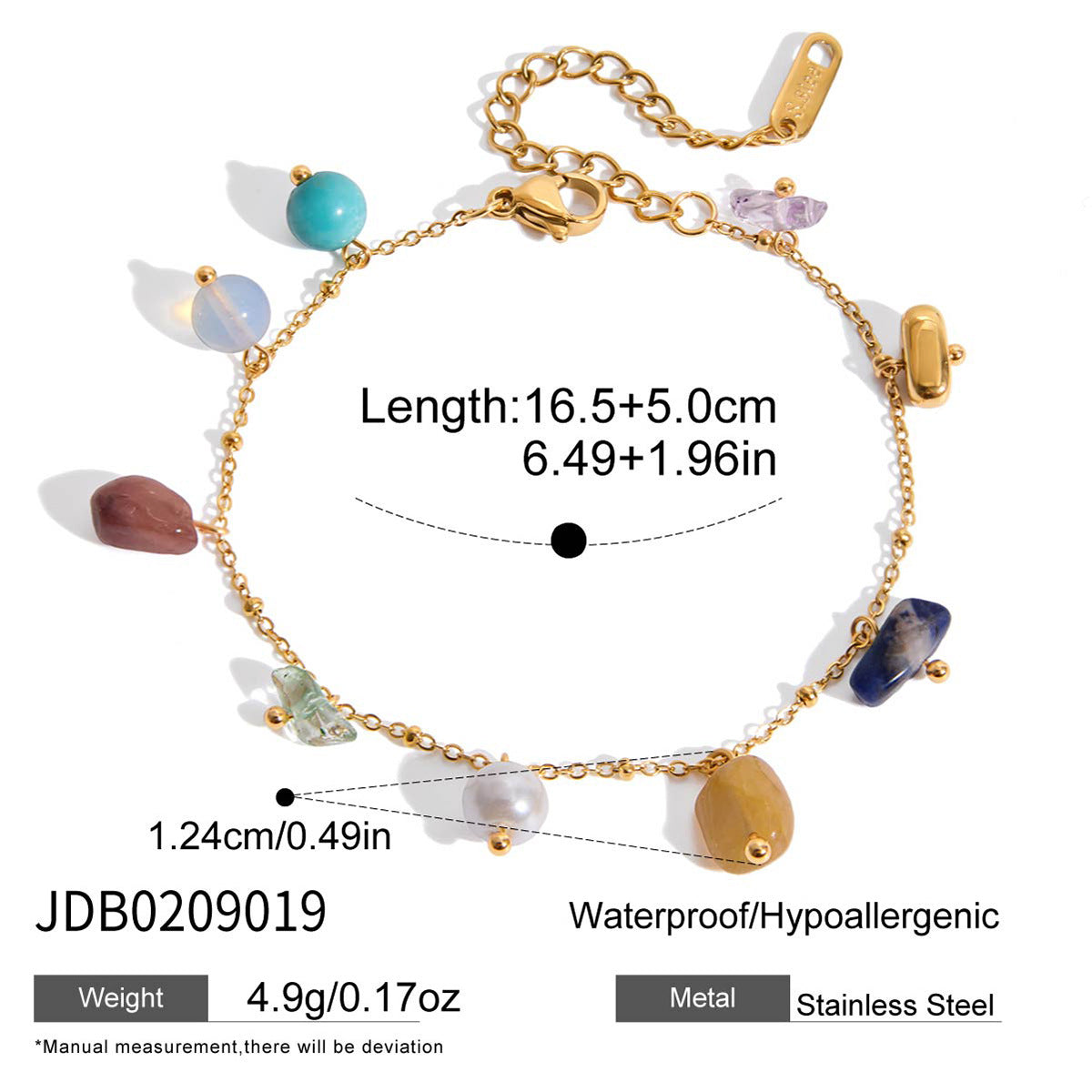 B廠 歐美款 LUNA 天然石鈦鋼鍍18K金項鍊 批發 折扣@洽客服 25.12.W1&手鍊「JDB0209019,JDN0209013」