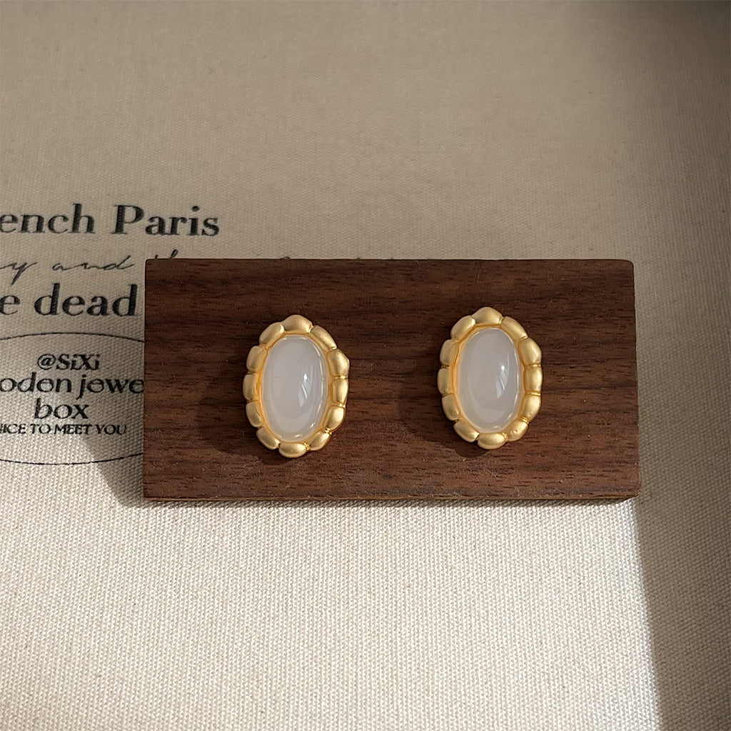 A廠 日韓款極簡主義啞金橢圓銀針耳環 批發 折扣@洽客服 25.11.W4「4806」