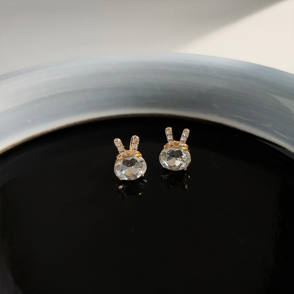 A廠 韓系鑲鑽小兔子環保銅銀針耳環批發 折扣@洽客服 26.03.10「2221」