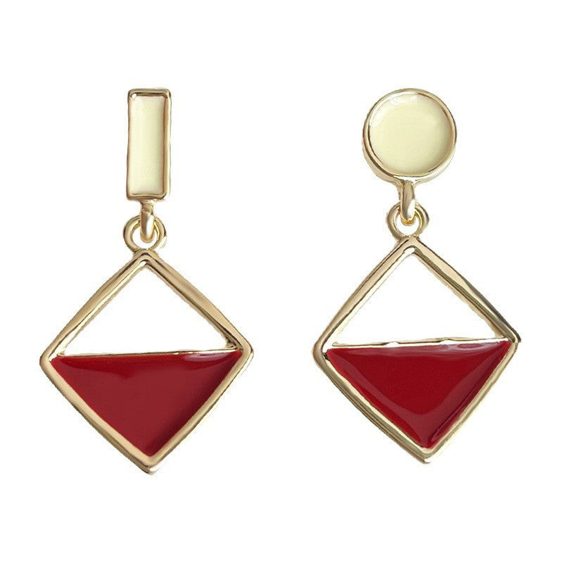 A廠 日韓款紅撞色滴釉銀針耳環 批發 折扣@洽客服 25.12.W2「5028」