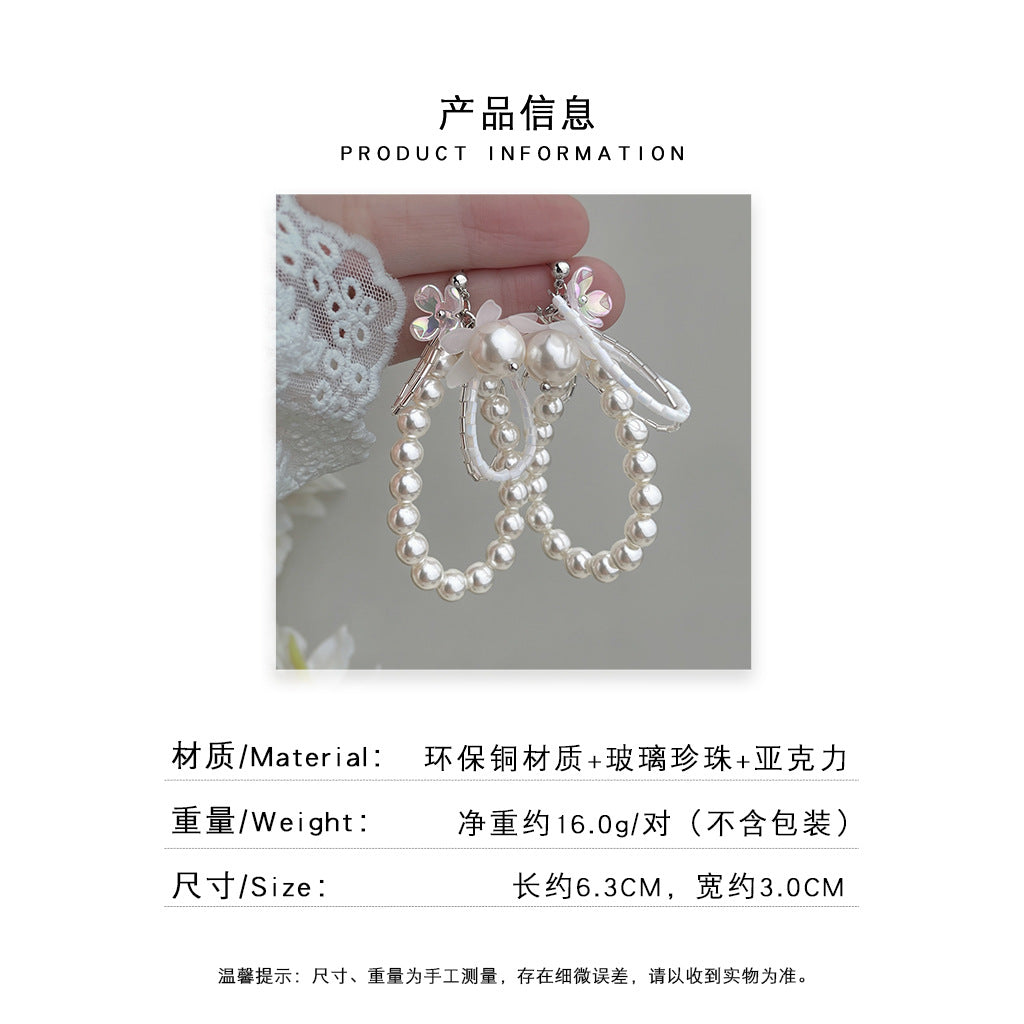 A廠 日韓款玻璃珍珠花朵耳環批發 折扣@洽客服 26.08.W1「7573」