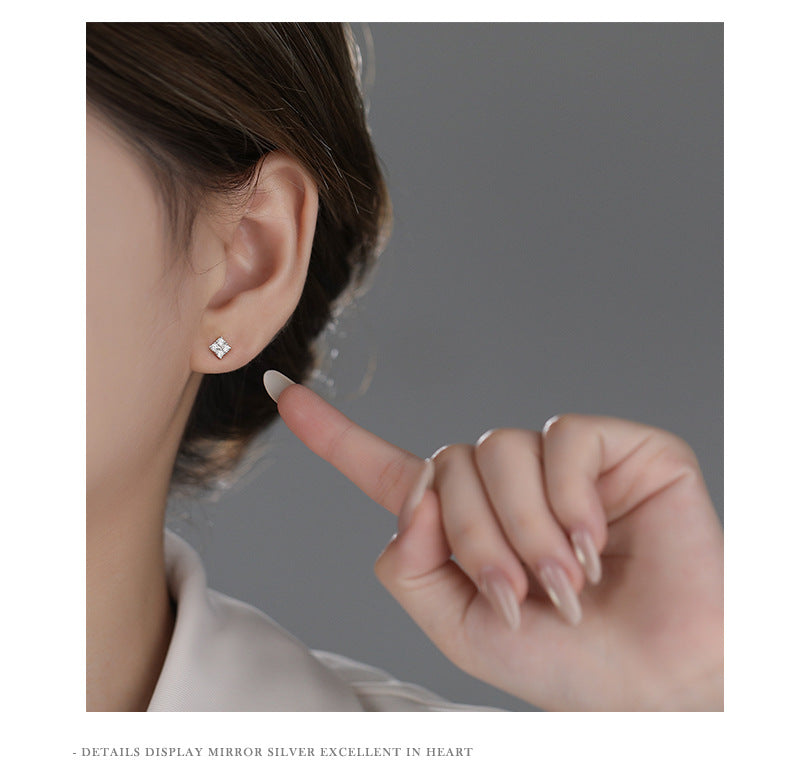 C廠 韓國韓版鋯石方塊S925純銀耳環 批發 折扣@洽客服 26.01.W1「E6000」