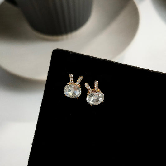 A廠 韓系鑲鑽小兔子環保銅銀針耳環批發 折扣@洽客服 26.03.10「2221」