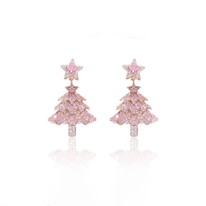 A2廠 韓國韓版輕奢高級鋯石聖誕樹銀針耳環 批發 折扣@洽客服 25.12.W1「HE23967」