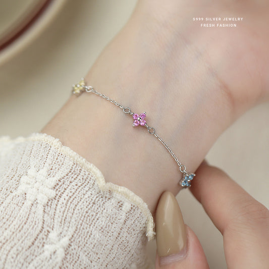 C廠 韓國韓版彩色四葉草S999純銀手鍊 批發 折扣@洽客服 25.12.W3「L1241」