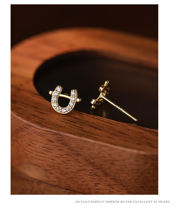 C廠 S999足銀｜韓國韓版鑲鑽小馬蹄耳環 批發 折扣@洽客服 26.02.W3「E6186」