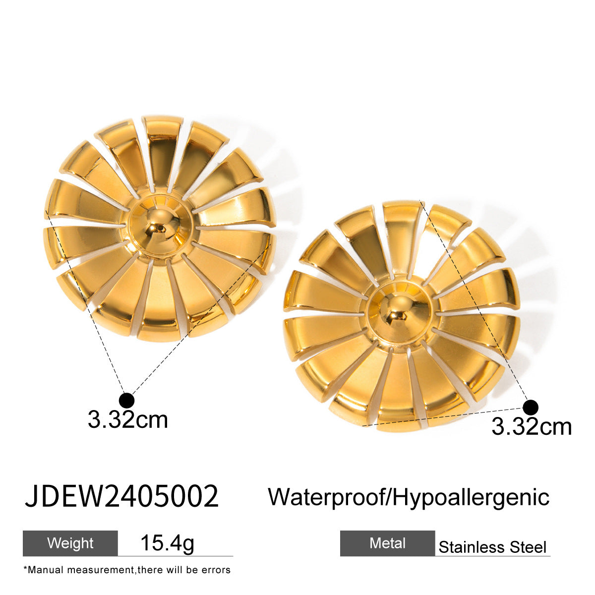B廠 歐美款 EMMA 不鏽鋼鍍18K金耳環「JDEW2405002，JDEW2405002-S」24.10.W1 批發折扣@洽客服