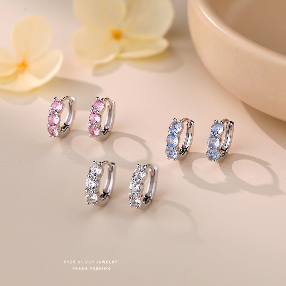 C廠 韓國韓版小清新彩色鋯石S925純銀耳環 批發 折扣@洽客服 25.11.W3「E5783」