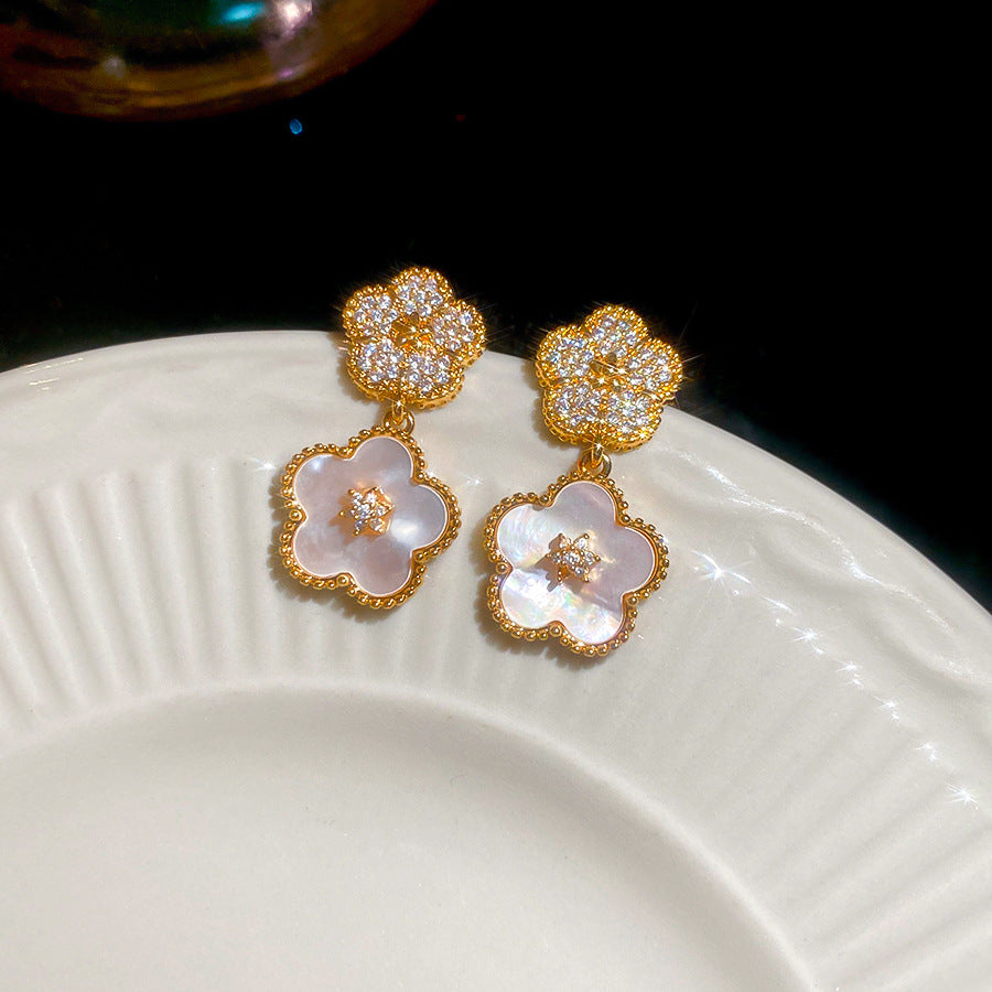 A2廠 日韓款鋯石花朵五瓣花電鍍18k真金銀針耳環 批發 折扣@洽客服 25.11.W4「WE4953」