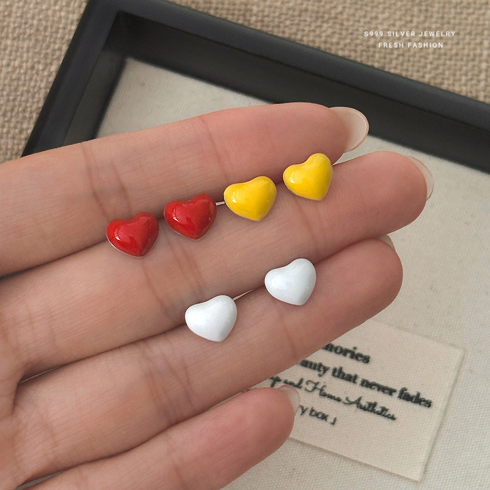C廠 999純銀｜韓國韓版彩色愛心耳環 26.02.W1「E6066」