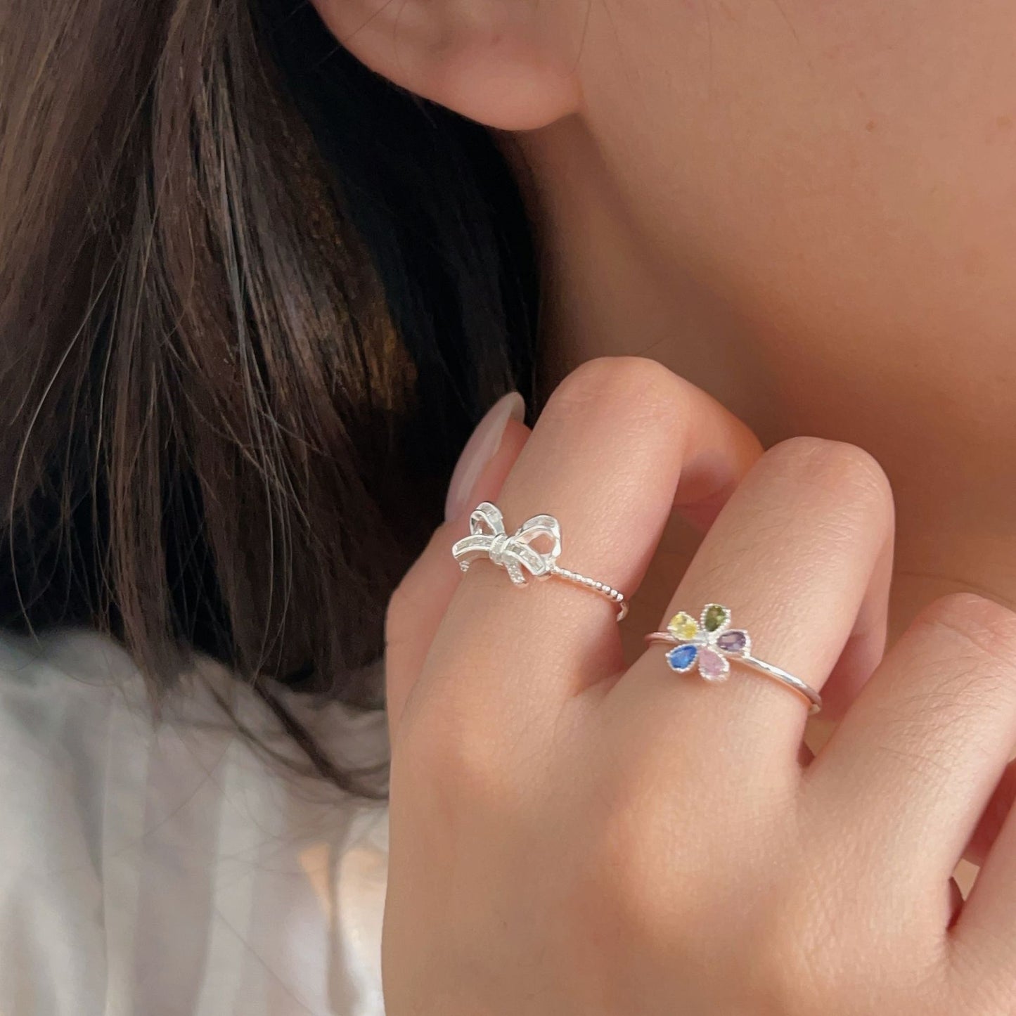 C3廠 韓國韓版鑲嵌蝴蝶結S925純銀戒指 批發 折扣@洽客服 25.11.W1「jz116 jz117」