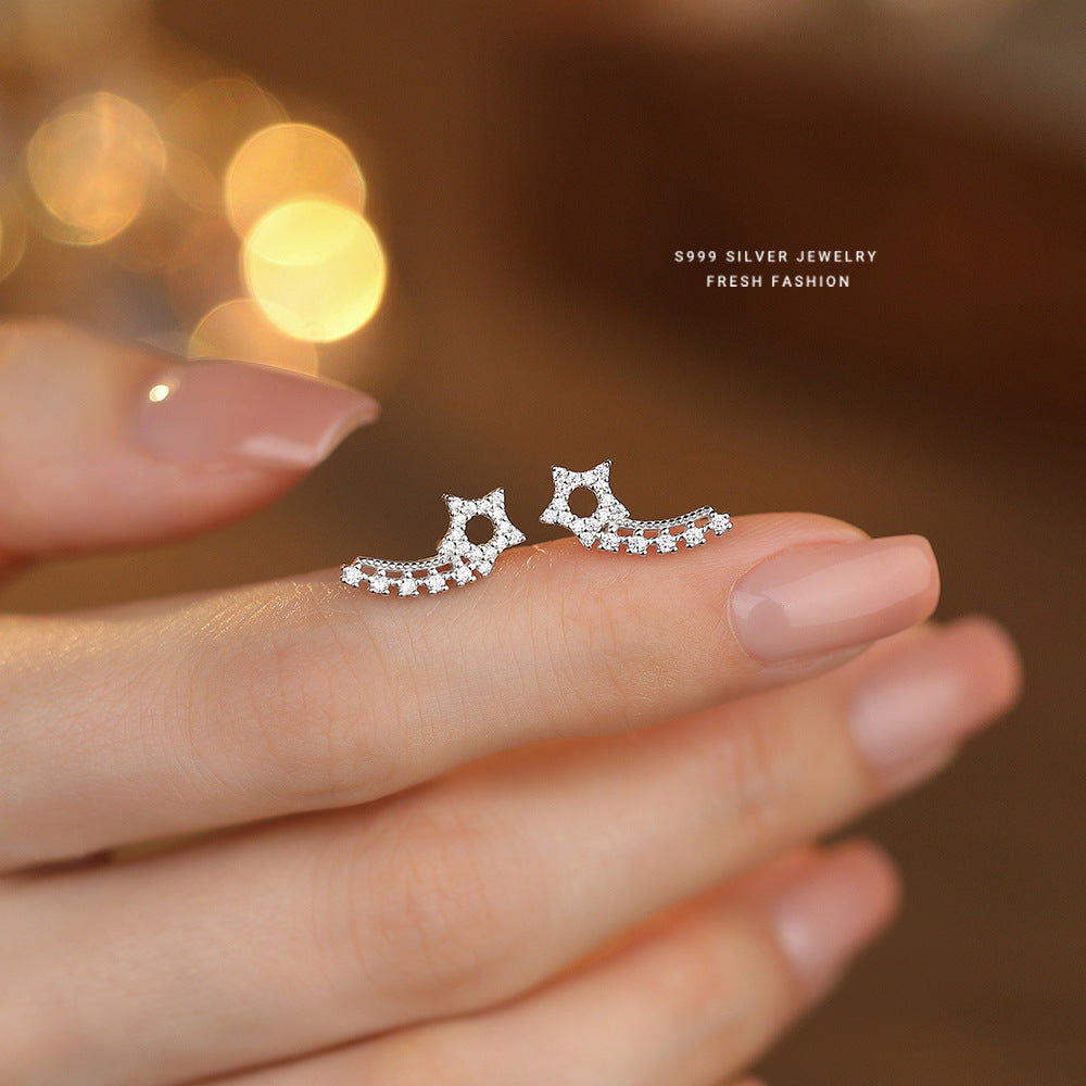 C廠 韓國韓版流星軌跡五角星S999純銀耳環 批發 折扣@洽客服 25.11.W1「E5698」