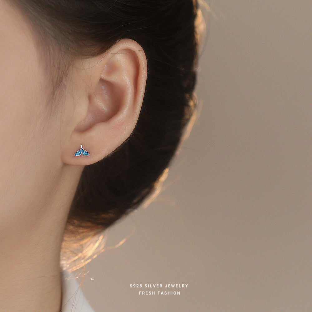 C廠 韓國韓版海藍滴膠魚尾S925純銀耳環 批發 折扣@洽客服 25.12.W1「E5840」