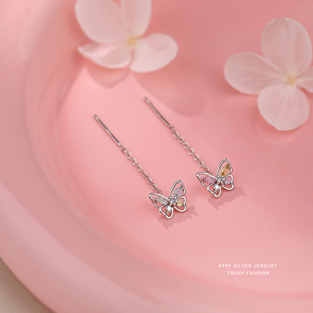 C廠 韓國韓版鏤空彩蝶S999純銀耳線 批發 折扣@洽客服 24.11.W2「E5671」