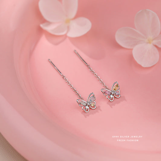 C廠 韓國韓版鏤空彩蝶S999純銀耳線 批發 折扣@洽客服 24.11.W2「E5671」