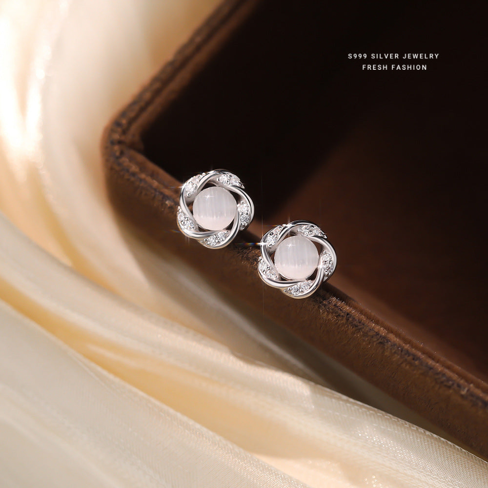 C廠 韓國韓版莫比烏斯貓眼石S999純銀耳環 批發 折扣@洽客服 25.12. W2「E5876」