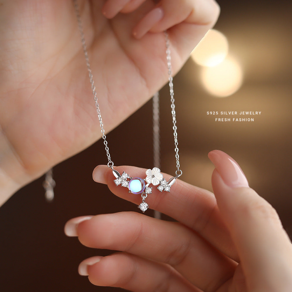 C廠 韓國韓版月光石山茶花S925純銀項鍊 批發 折扣@洽客服 25.11.26「A4629」