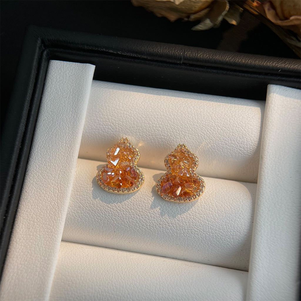 A廠 日韓款「福祿多多」輕奢風爆閃葫蘆耳環 批發 折扣@洽客服 26.01.W1「6949」