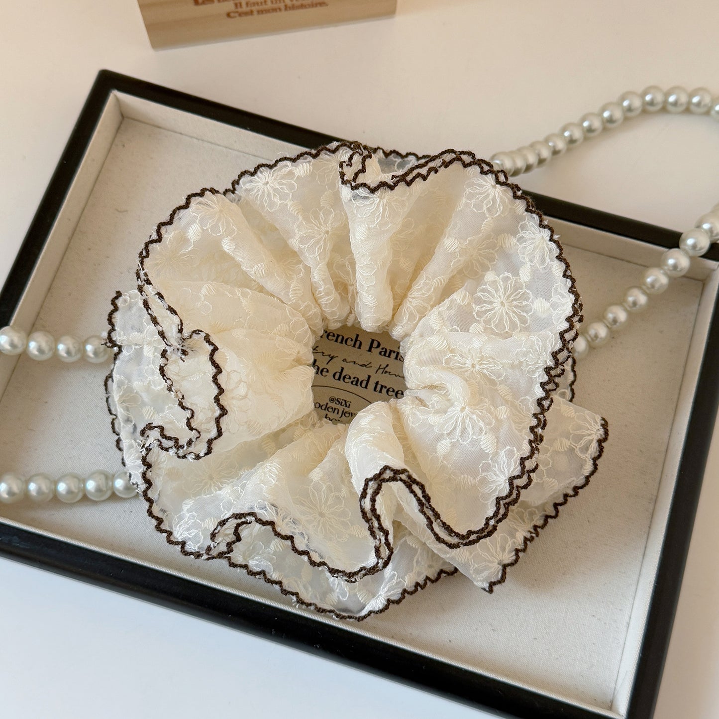 D廠 韓系髮飾甜美刺繡四層蕾絲髮圈髮飾批發 折扣@洽客服 26.04.W4 「FQ-0408」