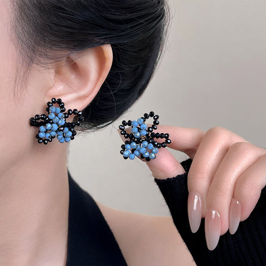 A廠 日韓手工款玻璃水晶花卉銀針耳環 批發 折扣@洽客服 25.12.W3「6861」