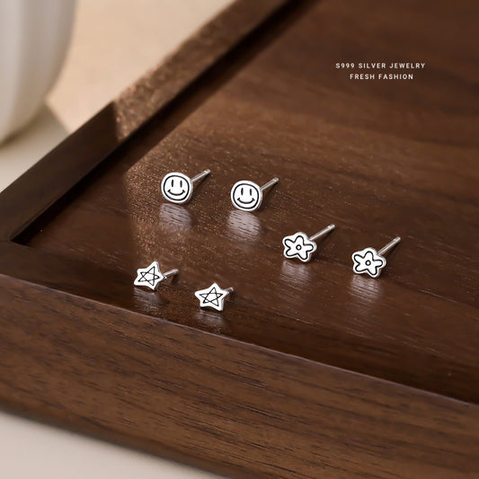 C廠 韓國韓版個性笑臉S999純銀耳環 批發 折扣@洽客服 25.11.W1「E5719 E5720 E5721」