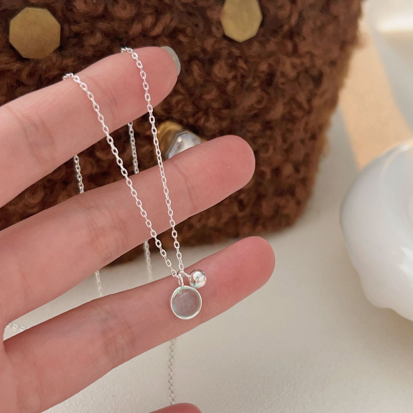 C3廠 韓國韓版S925純銀｜幾何貓眼石項鍊 批發 折扣@洽客服 26.02.W3「HXL319」