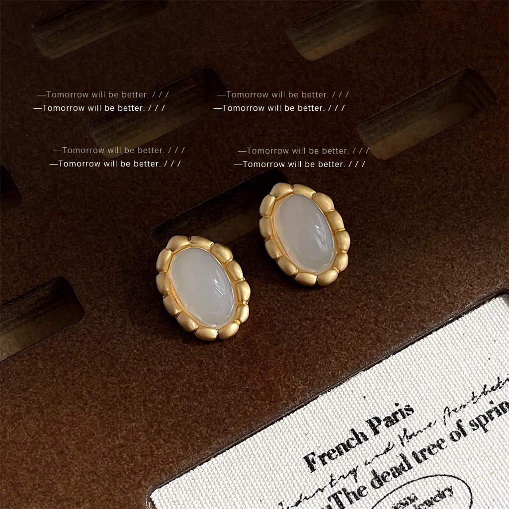 A廠 日韓款極簡主義啞金橢圓銀針耳環 批發 折扣@洽客服 25.11.W4「4806」