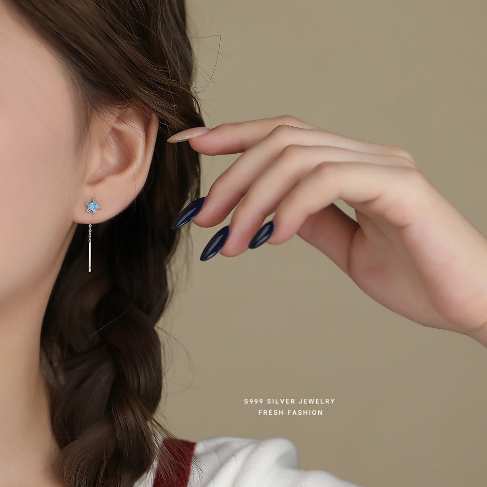 C廠 韓國韓版藍色小海星S999純銀耳線 批發 折扣@洽客服 24.11.W2「E5322」