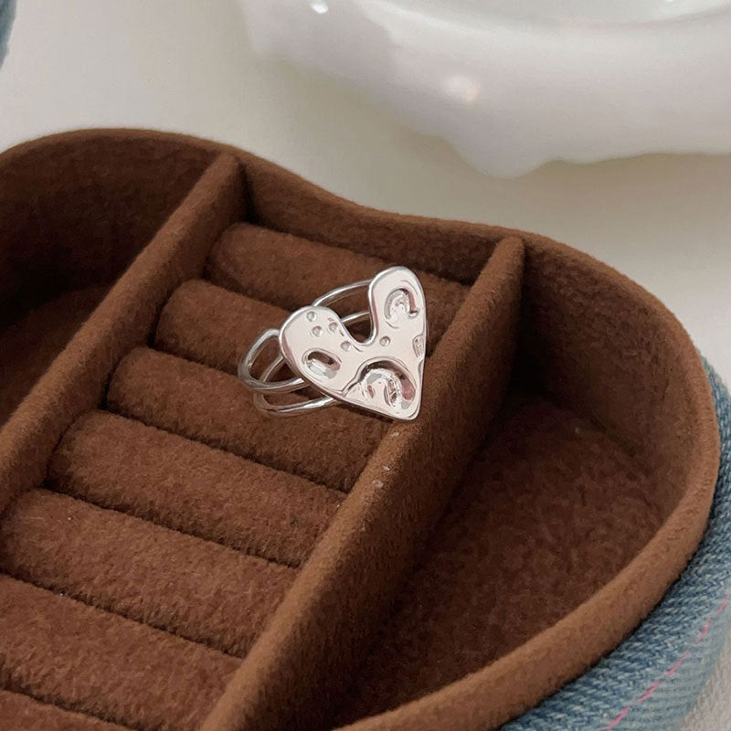 C3廠 韓國韓版錘紋愛心S925純銀戒指 批發 折扣@洽客服 25.10.W5「hjz426」