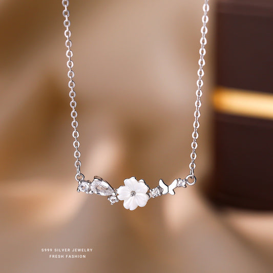 C廠 韓國韓版蝴蝶山茶花S999純銀項鍊  批發 折扣@洽客服 25.12. W2「A4715」