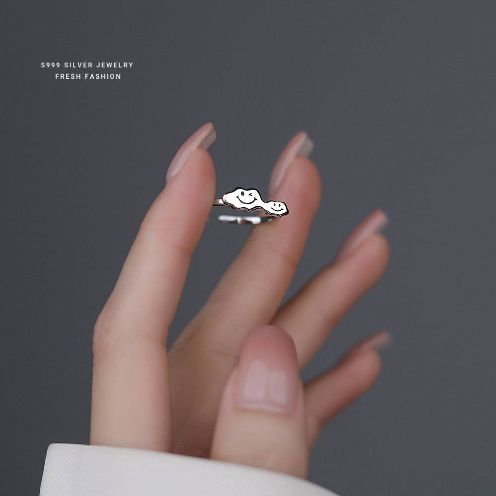 C廠 韓國韓版笑臉雲朵表情S999純銀戒指 批發 折扣@洽客服 25.11.W3「K2414」