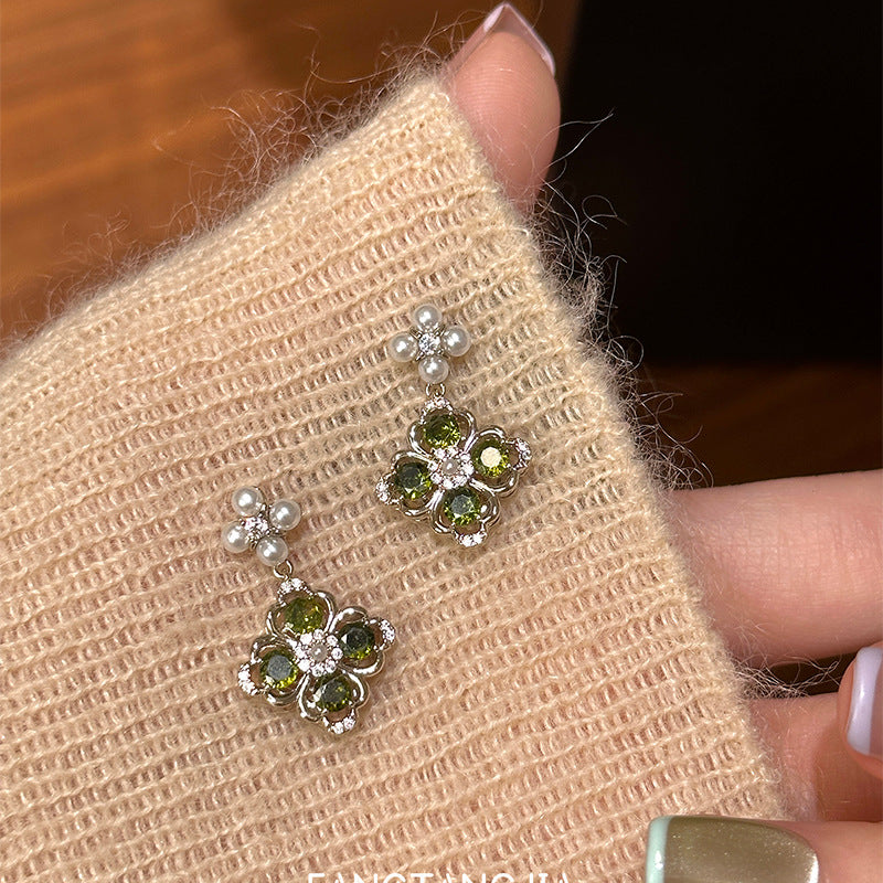 A2廠 韓國韓版鋯石珍珠花朵銀針耳環 批發 折扣@洽客服 25.11.W1「HE29058」