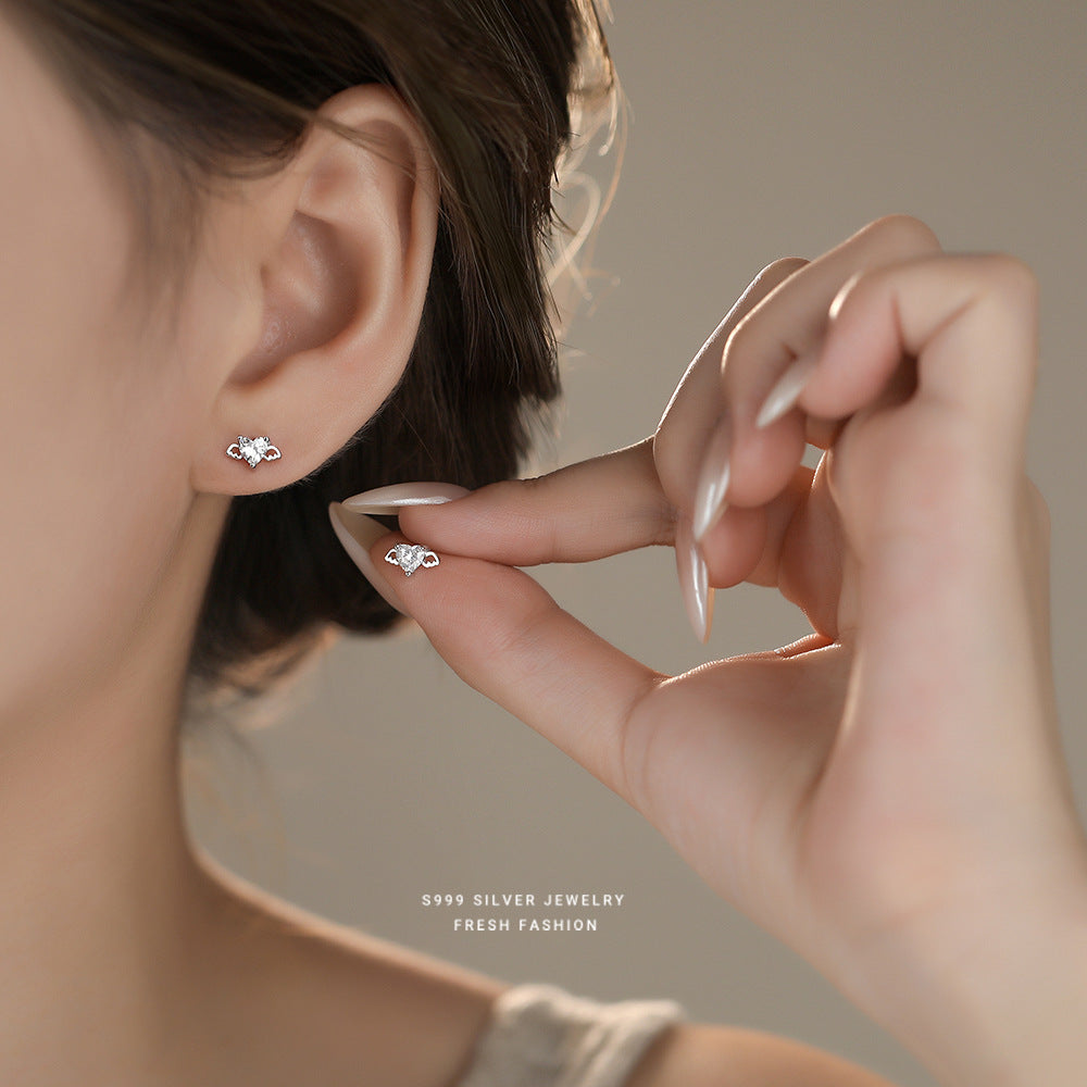 C廠 韓國韓版天使之翼愛心S999純銀耳環 批發 折扣@洽客服 25.11.26「E5807」