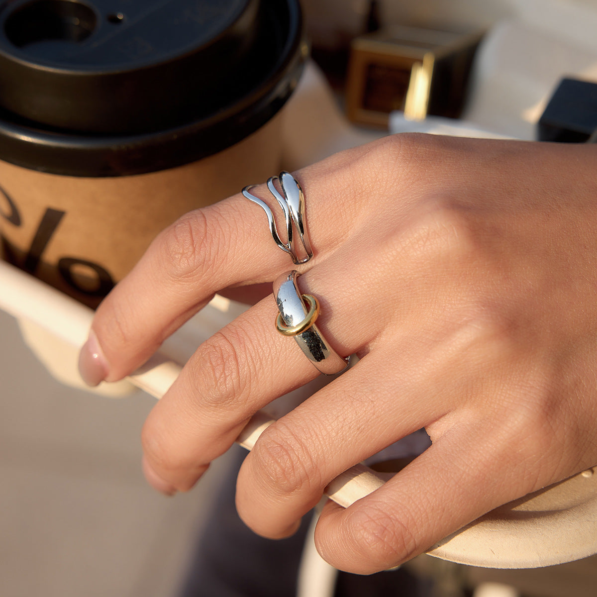 B廠 歐美款多層水波紋鋼色鈦鋼鍍18K金戒指批發 折扣@洽客服 26.03.W2「JDRW2305076-SL」