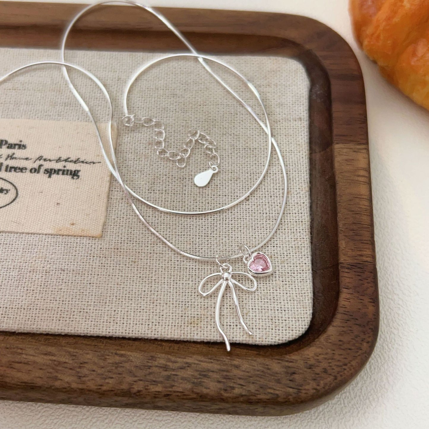 C3廠 韓國韓版愛心蝴蝶結S925純銀項鍊 批發 折扣@洽客服 25.12.W2「xl088-1」