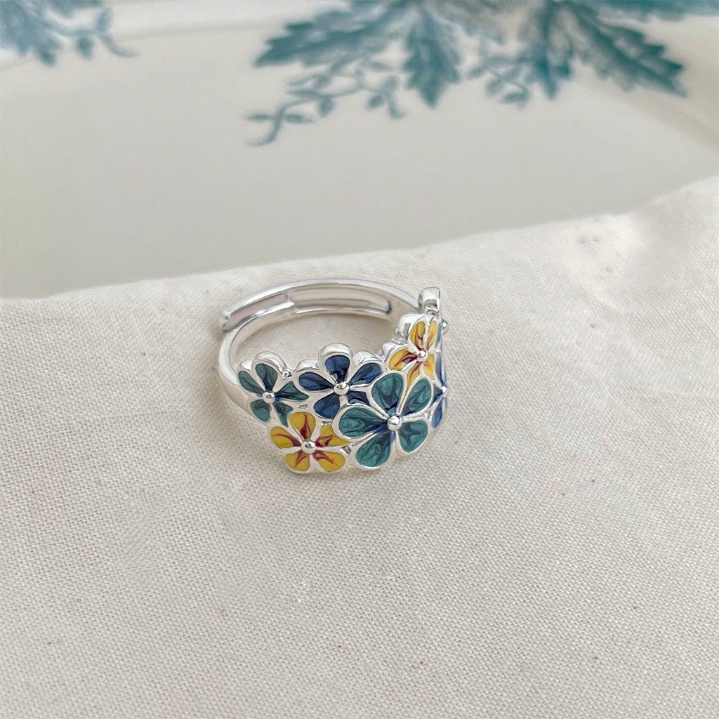 A廠 日韓款琺瑯滴油花銅鍍白金戒指 批發 折扣@洽客服 25.12.W2「6235」