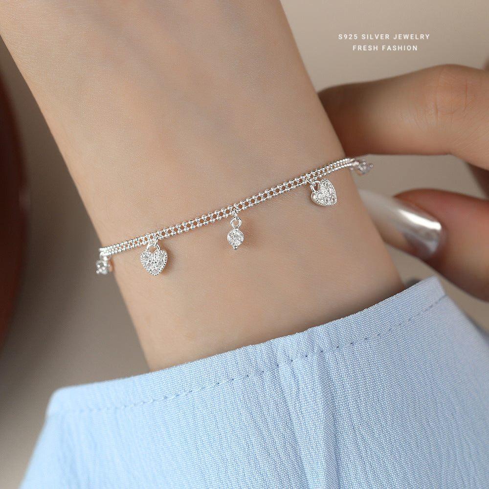 C廠 韓國韓版蕾絲水滴愛心S925純銀手鍊 批發 折扣@洽客服 25.10.W5「L1149」