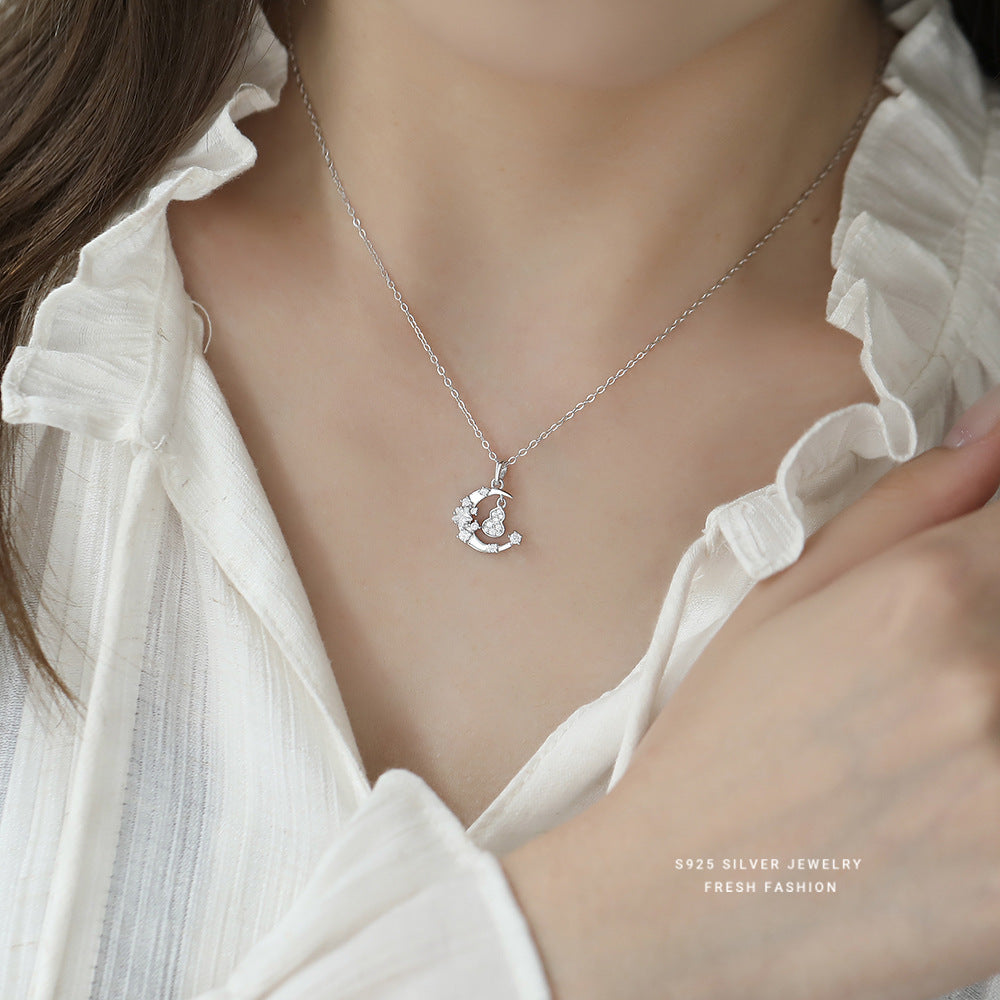 C廠 S925純銀｜韓國韓版月亮葫蘆花朵項鍊 26.02.W1「YA0564」
