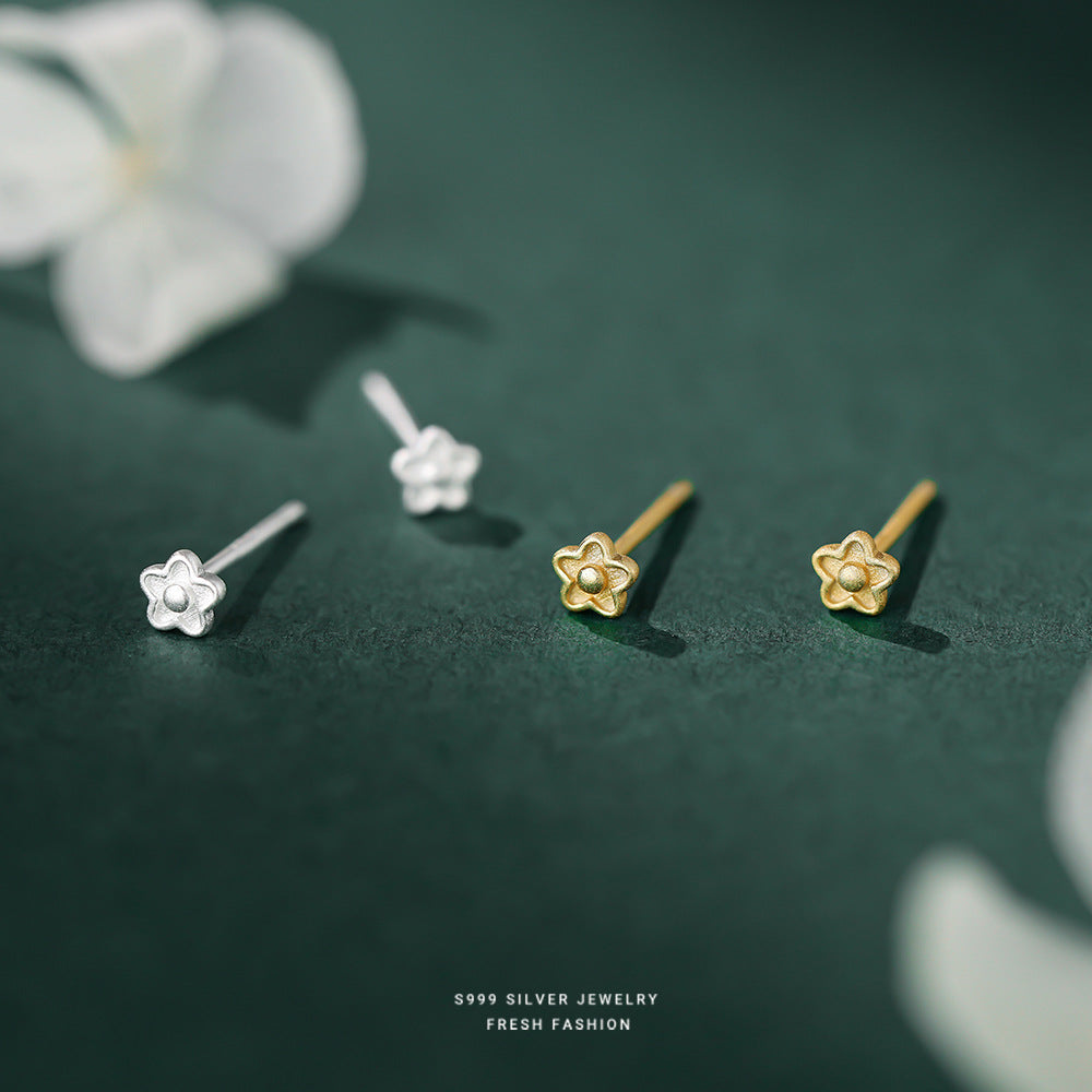 C廠 韓系磨砂花朵s999純銀耳環 批發 折扣@洽客服 25.08.W3「E5256」