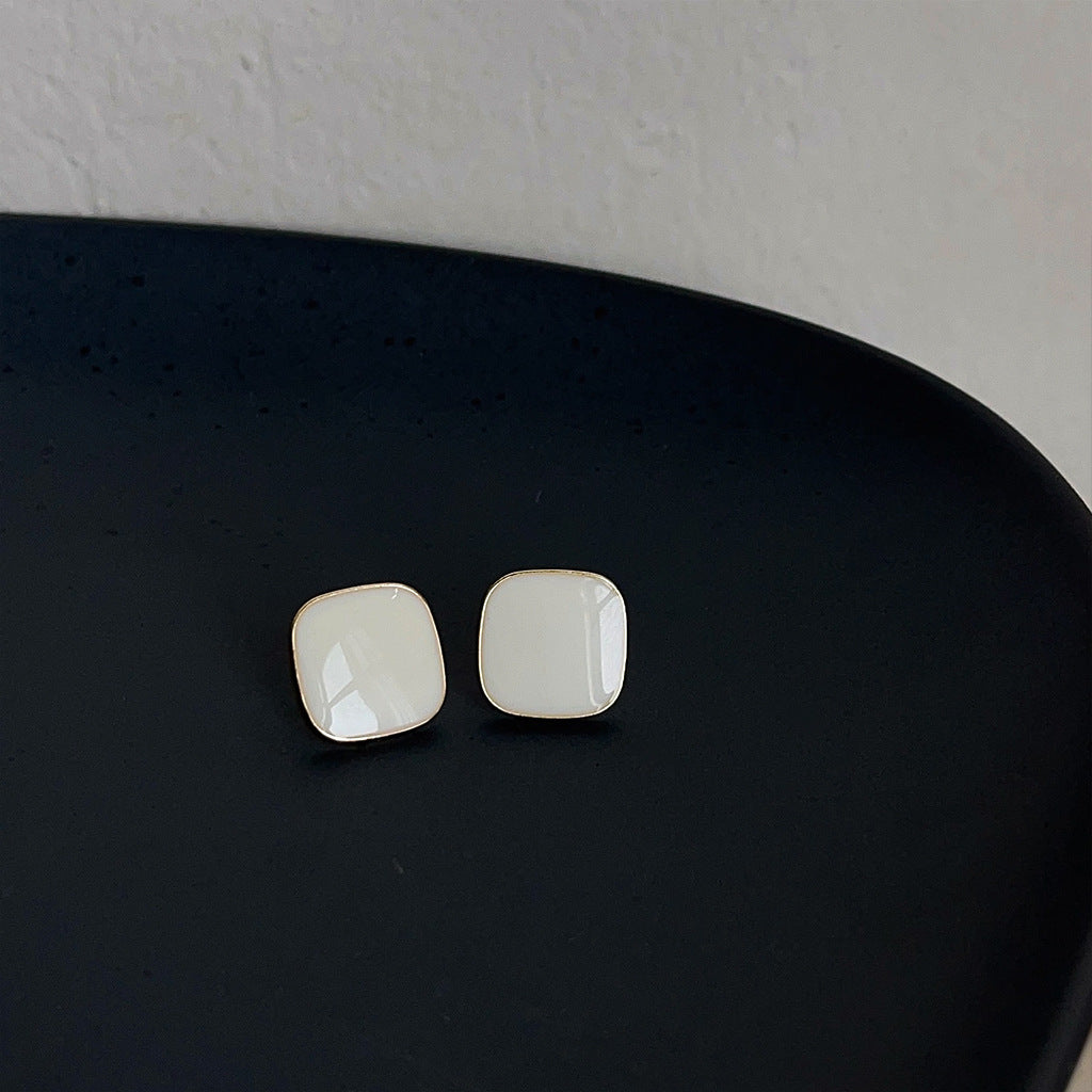 A廠 環保銅｜韓系氣質紅色滴油方形銀針耳環 批發 折扣@洽客服 26.01.W4「A872-A873」