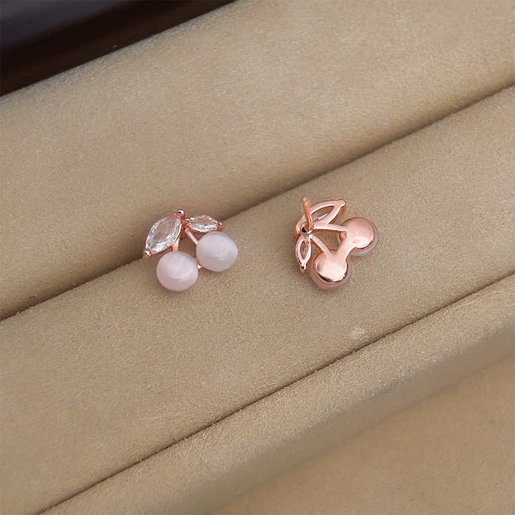 A廠 日韓貓眼石櫻桃銀針耳環 批發 折扣@洽客服 25.12.W3「C-122」