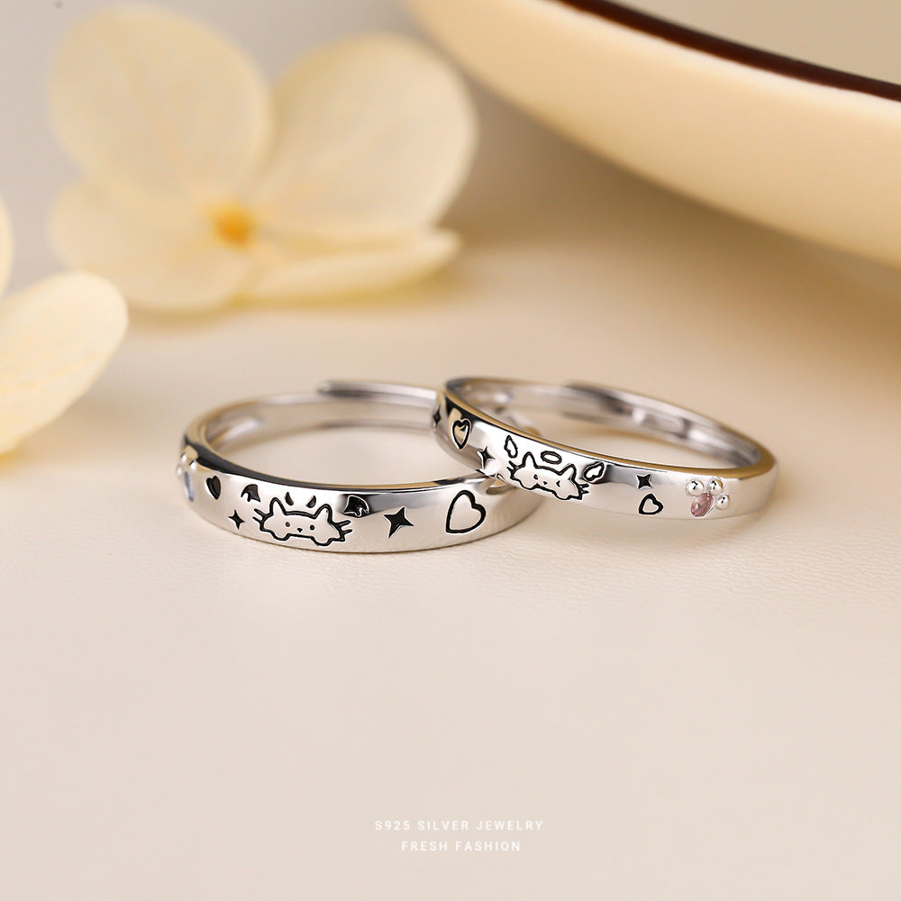 C廠 S925純銀｜ 貓狗日記情侶戒指 批發 折扣@洽客服 26.01.W2「YK0171 YK0172」