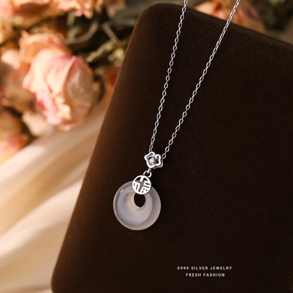 C廠 韓國韓版福字白玉髓平安扣S999純銀項鍊 批發 折扣@洽客服 25.11.26「F6473」