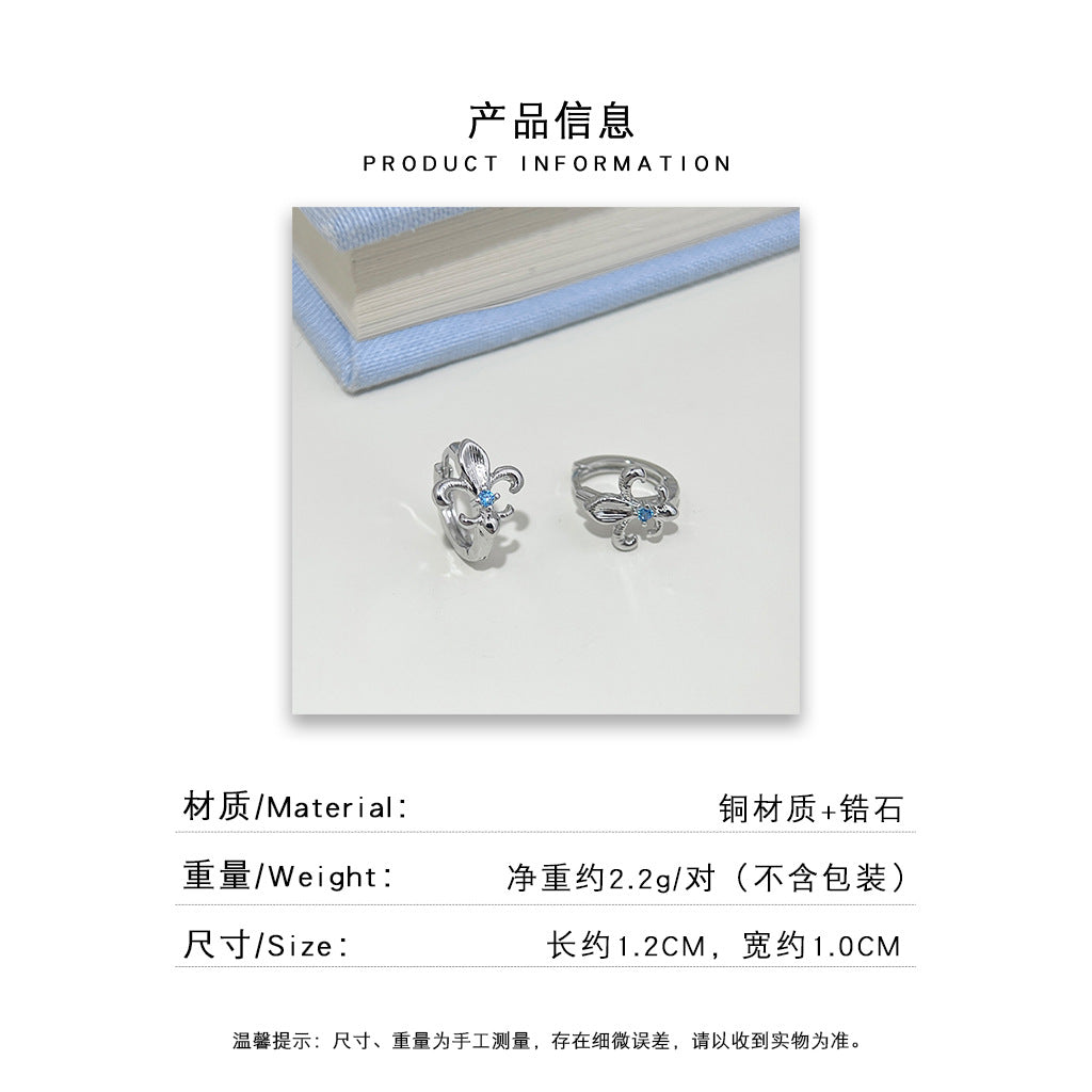 A廠 日韓款微鑲藍鋯石鳶尾花耳環 批發 折扣@洽客服 26.10.W2「8140」