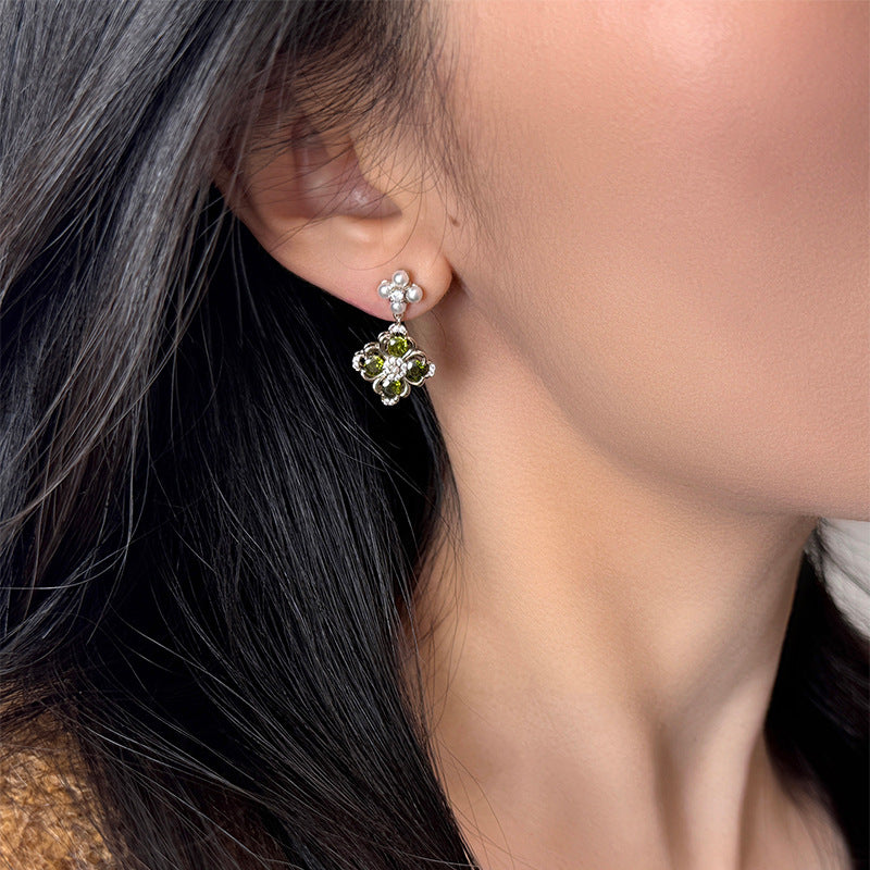 A2廠 韓國韓版鋯石珍珠花朵銀針耳環 批發 折扣@洽客服 25.11.W1「HE29058」